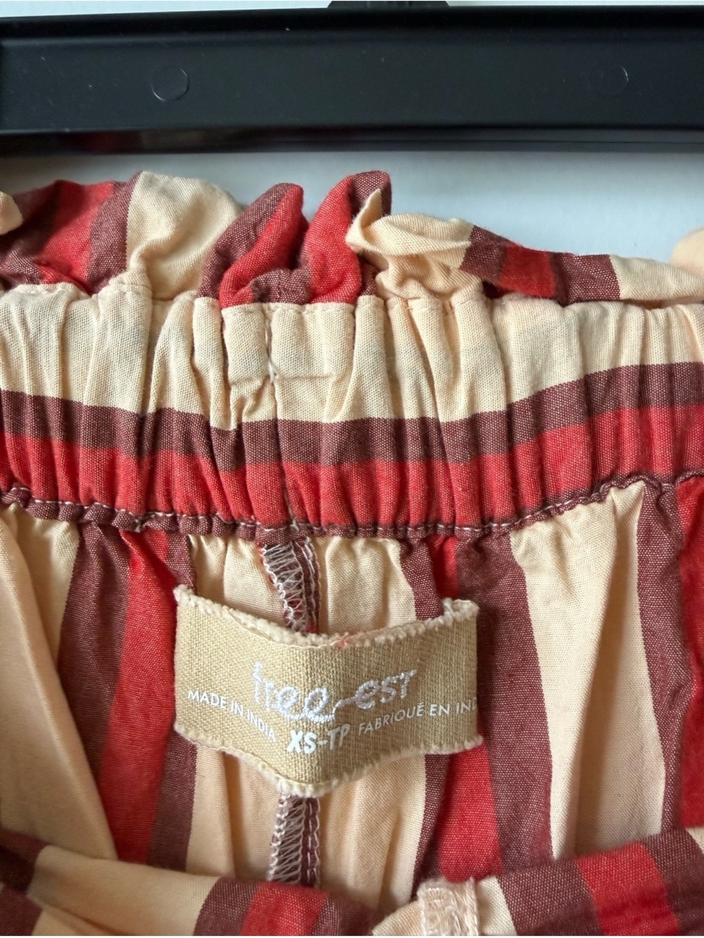 Free-est Solara Pants Red Brown Combo Striped Pull On Wide Leg XS - Picture 5 of 6